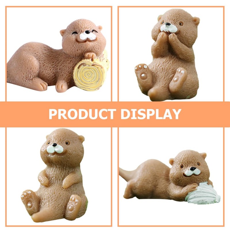 Vaguelly Pack of 16 Miniature Otter Figures Made of Resin