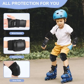 BURSUNLY Knee Pads, Children's & Adults, Inline Protectors Set with Elbow Pads, Wrist Guards for Men, Women, Skates, Scooters, Bicycles, Roller Skates, Skateboards, BMX
