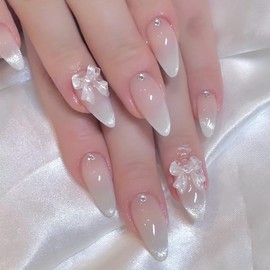 Nail Tips, Long False Nails, Fashionable, Cat Eye, Long, Nail Tips, 24 Pieces, Glossy, Glitter, Japanese Style, Cute, Simple, Popular Nail Tips, Fake Nails, 3D Texture, Handmade, Fake Nails, Nail