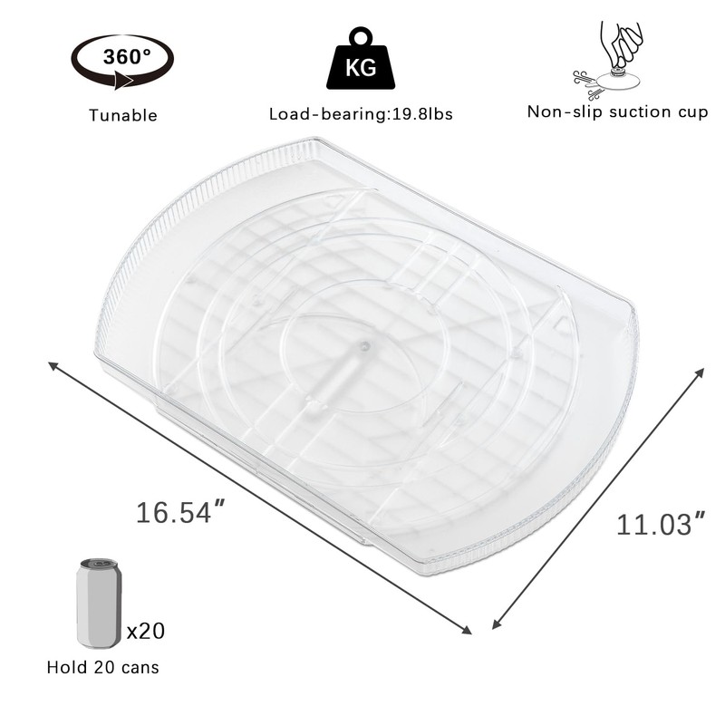 ROWNYEON Lazy Susan Turntable Organizer for Large Refrigerator, 360° Rotate