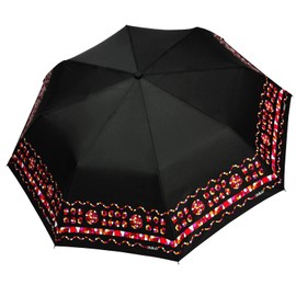 H.DUE.O Umbrella, Automatic Windproof, Black/Coral, 96cm Dome, Classic Style