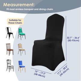 Craft And Party Craft And Party 10 Pack Black Spandex Chair Covers C Stretch Polyester Slipcovers for Wedding, Banquet, Party & Dining Chairs C Flat Front Design, Universal Fit