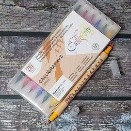 (H+ Mall) Kuretake Zig 2/3.5mm Twin Calligraphy Pen II 6-Color Set Clean Color / (에이치플러스몰)쿠레타케 지그 23.5mm 트윈 캘리그라피펜 II 6색Set 클린컬러