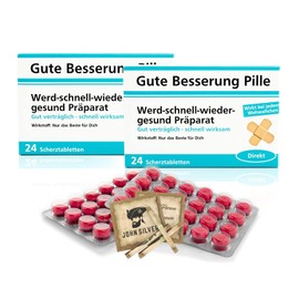 Funny Pills Good Improvement Pill Set of 2 Birthday Gift Fun Anti Stress Good Mood Stag Night Man and Woman with John Silver® Oracle Sayings