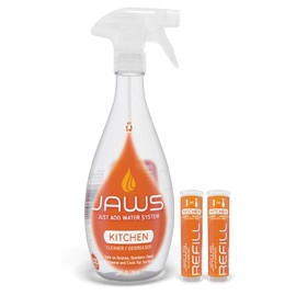JAWS Cleaner Multi-Surface Kitchen Cleaner Bottle and 2 Refill Pods. Refillable Cleaning Supplies.