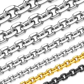 Hoyazvet Hip Hop Chain Stainless Steel Neck Chains for Men Rolo Cable Necklace Jewelry Gift 5mm 20 inches