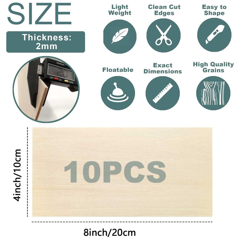 MFCGHXR Balsa Wood Sheets 10 Pack - Premium Plywood Squares