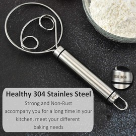 Batidor de masa danés acero inoxidable 304 grado alimenticio batidora manual y herramienta para repostería pan pastelería pizza