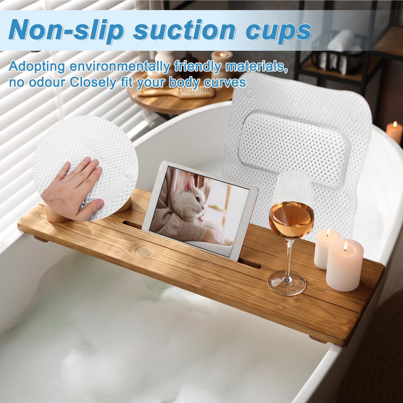 GLIDESMOOTH Bath Pillows, Spa Bath Pillows for Tub Neck and