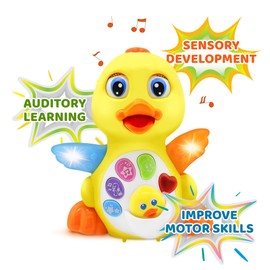Dancing Duck w/Lights and Music – Toddler Learning Duck Toy Plays 7 Happy Tunes, 3 Sound Effects, Waddles and Dances – Baby Musical Toys for Toddlers 18+ Months Old