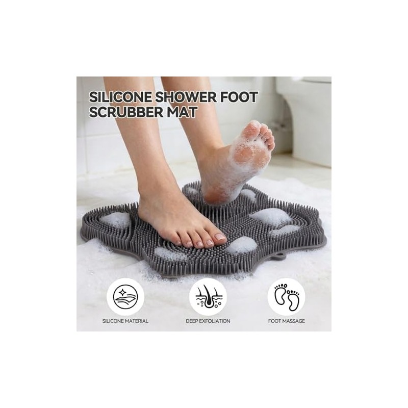 Shower Foot Scrubber Mat, Compact Lightweight Accessory for Travel and