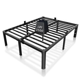 ROIL 12 inch California King Size Bed Frame Metal Platform No Box Spring Needed with Headboard Hole Round Corner Legs Mattress Retainers 3500LBS Heavy Duty Steel Slats Noise-Free Storage