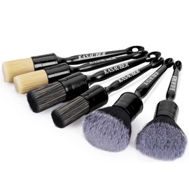 Kasauber 6X Auto Detailing Reinigung Pinsel Set, Premium Detail Bürsten Reinigungspinsel Brush zum Schonend Reinigen Autopflege für Car Motor Rädern Felgen Leder Innenraum Außenraum
