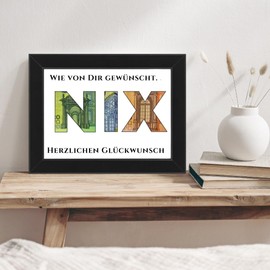 WALWI lustige Geld Geschenke Geldgeschenke | Nichts Geburtstagsgeschenk | NIX Geschenk zum Geburtstag | Geschenkidee für Männer und Frauen | Rahmen in schwarz