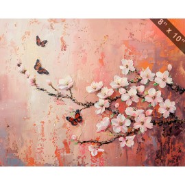 Cherry blossom branch with butterflies oil painting --ar 53b45216-a2d8-