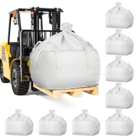 Hoolerry 10 Pcs FIBC Bulk Bag, 1.5 Ton 39" L x 39" W x 24" H 3300lbs Construction Dumpster Bag Heavy Duty Large Duffle Top Flat Bottom Woven Polypropylene Container for Sand Concrete Industrial