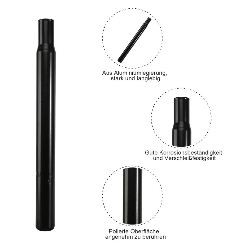 Bike Seat Post, 27.2 mm Bicycle Seatpost Carbon Steel Seat