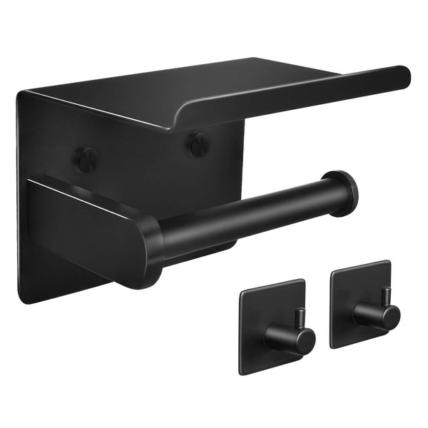 Tindbea Toilet Paper Holder with Phone Shelf + Towel Robe