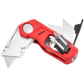NEIKO - 00678A Navaja de Utilidad Plegable 4 en 1 Cortador de Cajas Cuchillos y Pelacables, Portabrocas Hexagonal de Herramienta Navaja d...