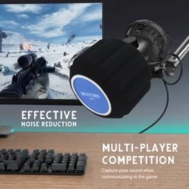 Micfuns MF2 Microphone Windscreen Pop Filter, Side Cut-Out 45-60 mm Suspended Microphones SM7B, Sound-Absorbing Foam that Reduces Noise and Reflections