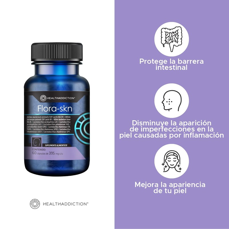 HEALTHADDICTION - Probióticos para Piel Flora-SKN Salud Cutánea y Digestiva