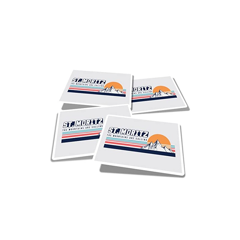 Vinyl Rectangle Stickers (Set of 4) 10cm - Retro St