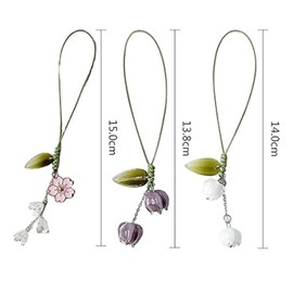 JYTDBCS Flowers Cell Phone Charm,Cell Phone Straps, Flower Pendant Charm Phone Lanyard Strap Charms Cute Pocket Keychain Hanging Strap Decor for Phone Car Key Purse Decoration (Purple)