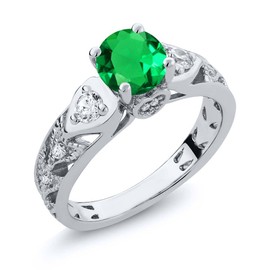 Gem Stone King 925 Sterling Silver Round 6MM Gemstone Birthstone Engagement Ring | Wedding Anniversary Promise Ring For Women | Available In Size 5, 6, 7, 8, 9