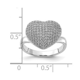 JewelryWeb 925 Sterling Silver and CZ Simulated Diamond Polished Love Heart Ring Size 8 Statement-Ring for Women