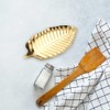 Gold Spoon Rest for Kitchen Counter, Stainless Steel Leaf Spoon