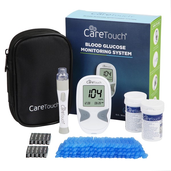 Blood Glucose Monitor Kit - Diabetes Testing Kit with 1 Glucometer, 100 Blood Sugar Test Strips, 1 Lancing Device, 100 Lancets, Travel Case for Blood Glucose Meter and Diabetic Supplies