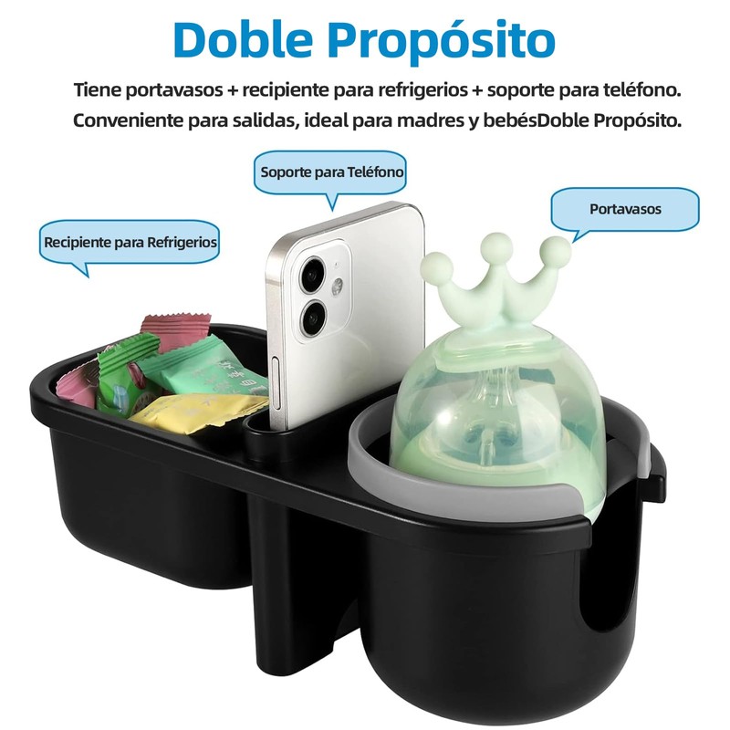 FERREL Portavasos para Carriola con Soporte para Celular, 3 en