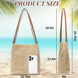 Straw Bag, Beach Bags for Women, Bohemian Summer Women's Totes Shoulder Bag, Fashion Woven Bag for Vacation Commuting Dating Travel, Gift for Girlfriends Besties