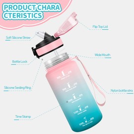 Motswedi Drinking Bottle with Straw, 0.5 L, BPA-Free, Leak-Proof, Suitable for Carbonated Drinks, for Yoga, School, Outdoors, Pastel Green