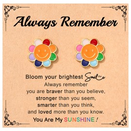 JQVLOVE Sunflower Earrings for Girls, Cute Flower Stud Earrings for Sensitive Ears, Birthday or Christmas Gift from Mom, Dad, Grandma, or Aunt to Remind Her She's Loved, Made with Hypoallergenic Materials