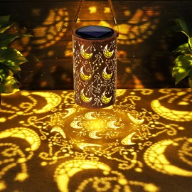 Toodour Solar Lantern Outdoor, Hanging Solar Outdoor Lights Garden Decor, Waterproof Hollow Out Retro Metal Moon Decorative Lights for Patio, Balcony, Yard, Walkway, Landscape, Outdoor Decorations