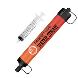 Outdoor Personal Water Filter Camping Straw - Portable Water Filter Kit for Hiking, Camping, Outdoors And Survival Equipment, 0.01 Micron Filter with Straw, Remove 99.9% Bacteria - Orange