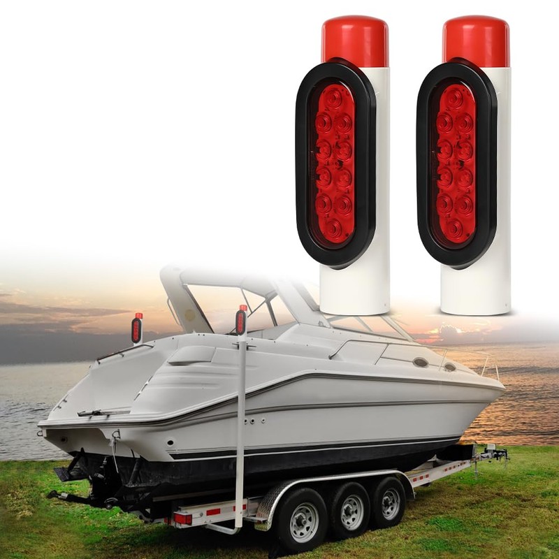 LQI LED Boat Trailer Guide-On Post Pipe Guide Lights Fit