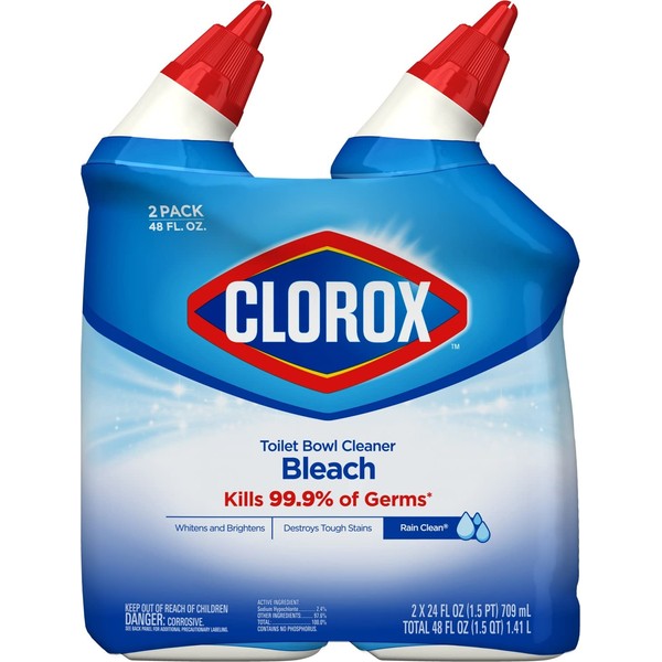 Clorox Toilet Bowl Cleaner, Rain Clean - 24 Ounces, Pack of 2 (Package May Vary)