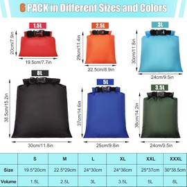 Paquete de 6 bolsas secas impermeables, saco seco definitivo, sacos secos ligeros para exteriores, bolsa seca multicolor para kayak, senderismo, rafting, navegación, camping, natación