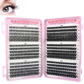 570 Pieces Cluster Lashes, Individual Fluffy Eyelashes | D Curl Lash Extensions | Russian Style Cat-Eye Lashes | DIY High Volume Soft Fiber (30D+40D+50D+60D+80D+100D)