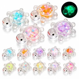 ElvenJoy 20Pcs Mini Turtles with Glitter and Glow Effect, Transparent Resin Animals for Fairy Garden, Aquarium and DIY Craft Decor, Assorted Colours