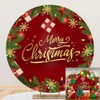 Merry Christmas Round Backdrop Cover for Photography - 7.2ft Pine