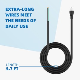 6ft 12 Gauge 3 Prong Replacement Power Supply Cable Cord - Heavy Duty Power Cord for Power Tools, Grinder and Dishwashers, Male-to-Male Appliance Electrical Cord, 110V 115V 120V Pigtail