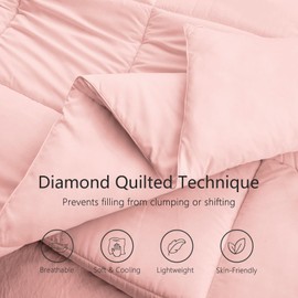 TEXARTIST Premium 2100 Series Queen Comforter All Season Breathable Pink Comforter Soft 4D Spiral Fiber Quilted Down Alternative Duvet Insert with Corner Tabs Luxury Hotel Style (88"x88")