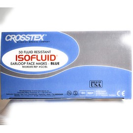 GCIBL PT# GCIBL- Mask Face Isofluid Blue Earloop LF 50/Bx by, Crosstex Intern...