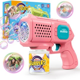 Bombble Seifenblasenpistole für Kinder, Seifenblasenmaschine Kinder 10000+Blasen/Min mit Seifenblasenlösung,Seifenblasenspielzeug Geschenk für Kinder/Geburtstag/Party, Bubble Gun (Pink) (101-White)