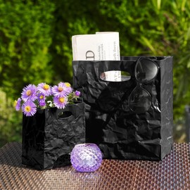 Crinkle Box Black Maxi - Elegant Box with Crinkle Look, Flower Vase, Storage Box, Plastic Gift Bag (31.2 x 16.1 x 32.4 cm)