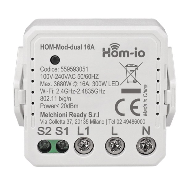 Hom-Io 16A 1-Channel Installation WiFi Switch Module, Switch for Controlling