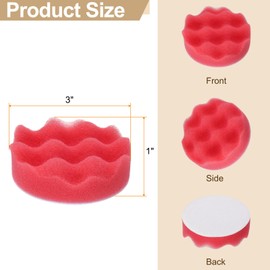 HARFINGTON 2pcs Buffing Sponge Pads 3" Polishing Wheel Waffle Finishing Grip Pad Car Buffer Polisher with Hook and Loop Back for Car Detailing Polishing Waxing, Red